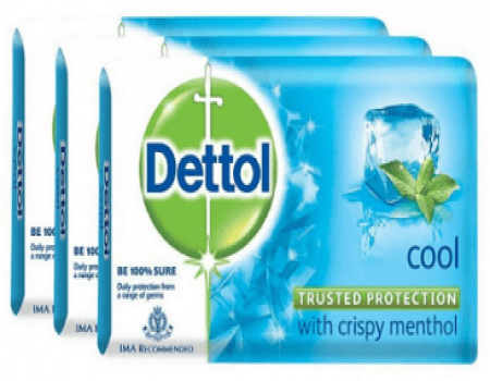 Buy Dettol Soap Value Pack, Cool 125gm, Pack of 3 at Rs 89 from Zotezo