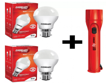 Buy Eveready 9W Standard B22 D LED Bulb (White, Pack of 2) at Rs 249 from Flipkart