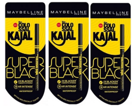 Buy Maybelline Colossal Kajal Super Black Pack Of 3 1.05 g at Rs 270 from Flipkart