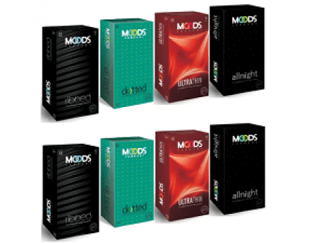 Buy Moods Ribbed, dotted, ultrathin, allnight mix 96pc Condom at Rs 469 from Flipkart