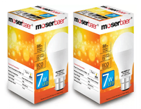 Buy Moserbaer 7 W B22 LED Bulb (White, Pack of 2) at Rs 370 Flipkart