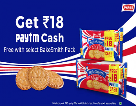 Get Rs 18 paytm Cash FREE on Parle Bakesmith Marie pack