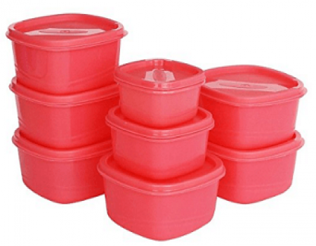 Buy Princeware Plastic Storage Container Set, 8-Pieces, Pink at Rs 161 from Amazon