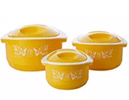 Buy Solimo Sparkle Insulated Casseroles Set with Roti Basket, 3-Piece at Rs 449 from Amazon