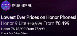 Flipkart Honor Days: Get Upto Rs 9000 Off On Honor Smartphones only on Flipkart [31st To 3rd Feb 2019]