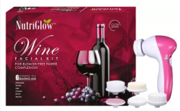 Buy Nutriglow Wine Facial Kit (250+10)g with 5 in 1 Face Massager Free  (Set of 2) from Flipkart just at Rs 460 only