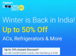 Flipkart Cooling days Offers: Upto 50% OFF on Air Conditioners, Refrigerators and ACs + Extra Upto Rs 5000 Discount on online payment