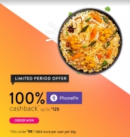 PhonePe EatFit Offer: Get 40% Discount Upto Rs 100 + Extra Rs 75 cashback on Food/Grocery Orders