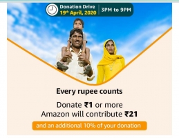 COVID-19 Corona PM Cares Donation Offers: Donate Rs 1 or more and Amazon will Donate Rs 51 Extra + Extra 10% of Donation Amount