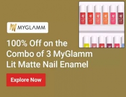 Myglamm Nail Enamel Offers: Get 100% OFF on Combo of 3 MyGlamm Lit Matte Nail Enamel worth Rs 600